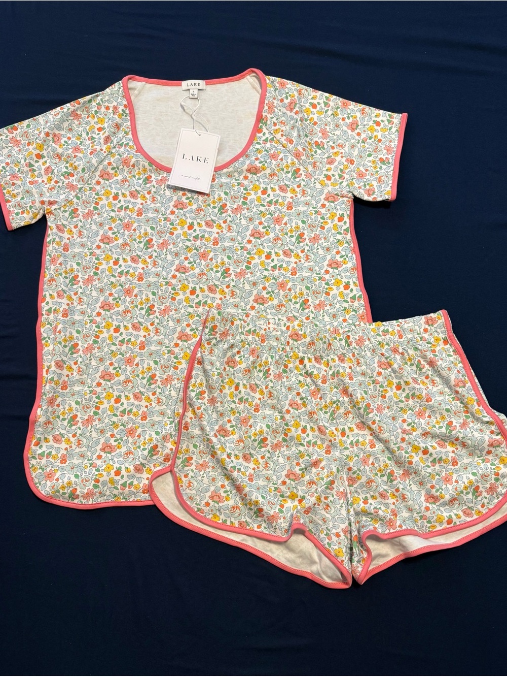 NWT LAKE Pajamas Pima Shorts Set Elizabeth Floral Small